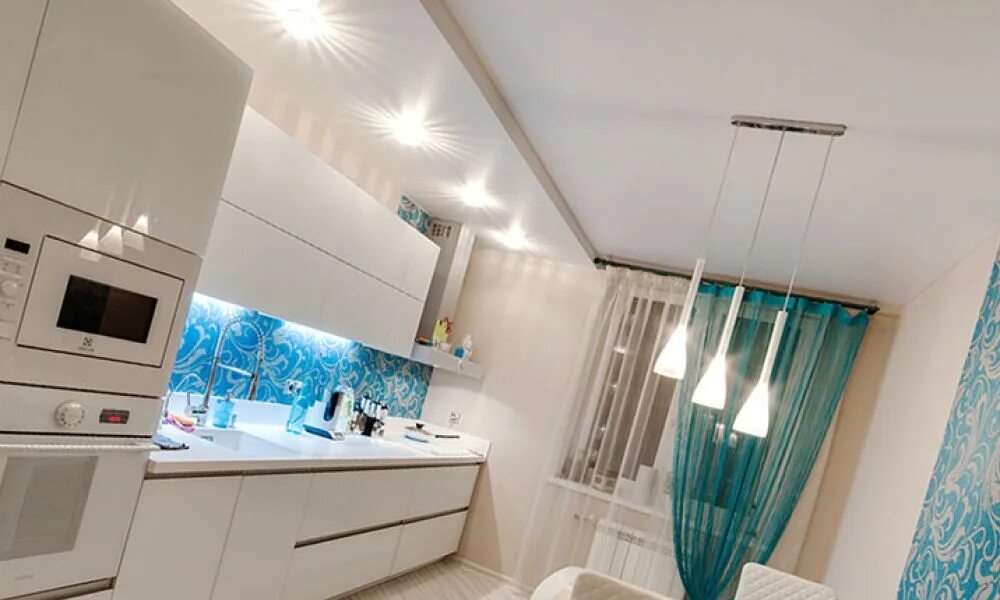 Кухня под натяжной потолок фото Заказать натяжной потолок на кухню в Минске - цены и фото