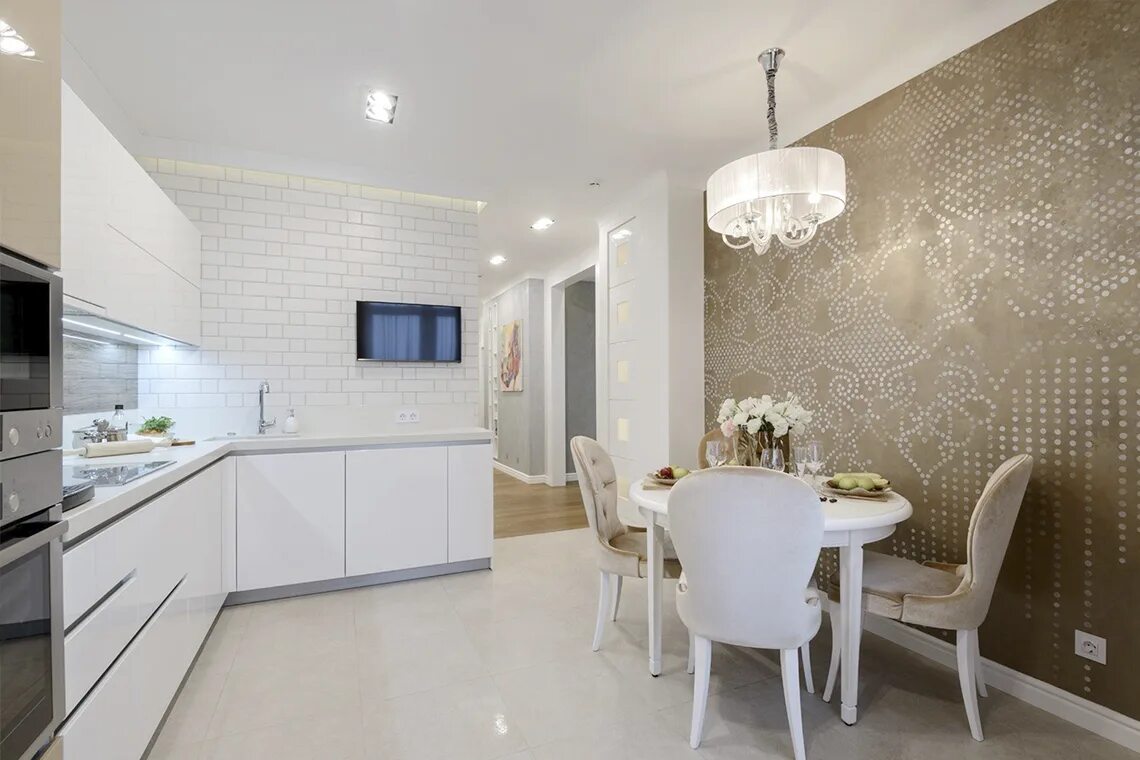 Кухня под обои фото Интерьер кухни с камнем: 150 фото-примеров отделки стен, столешницы, мойки - Art