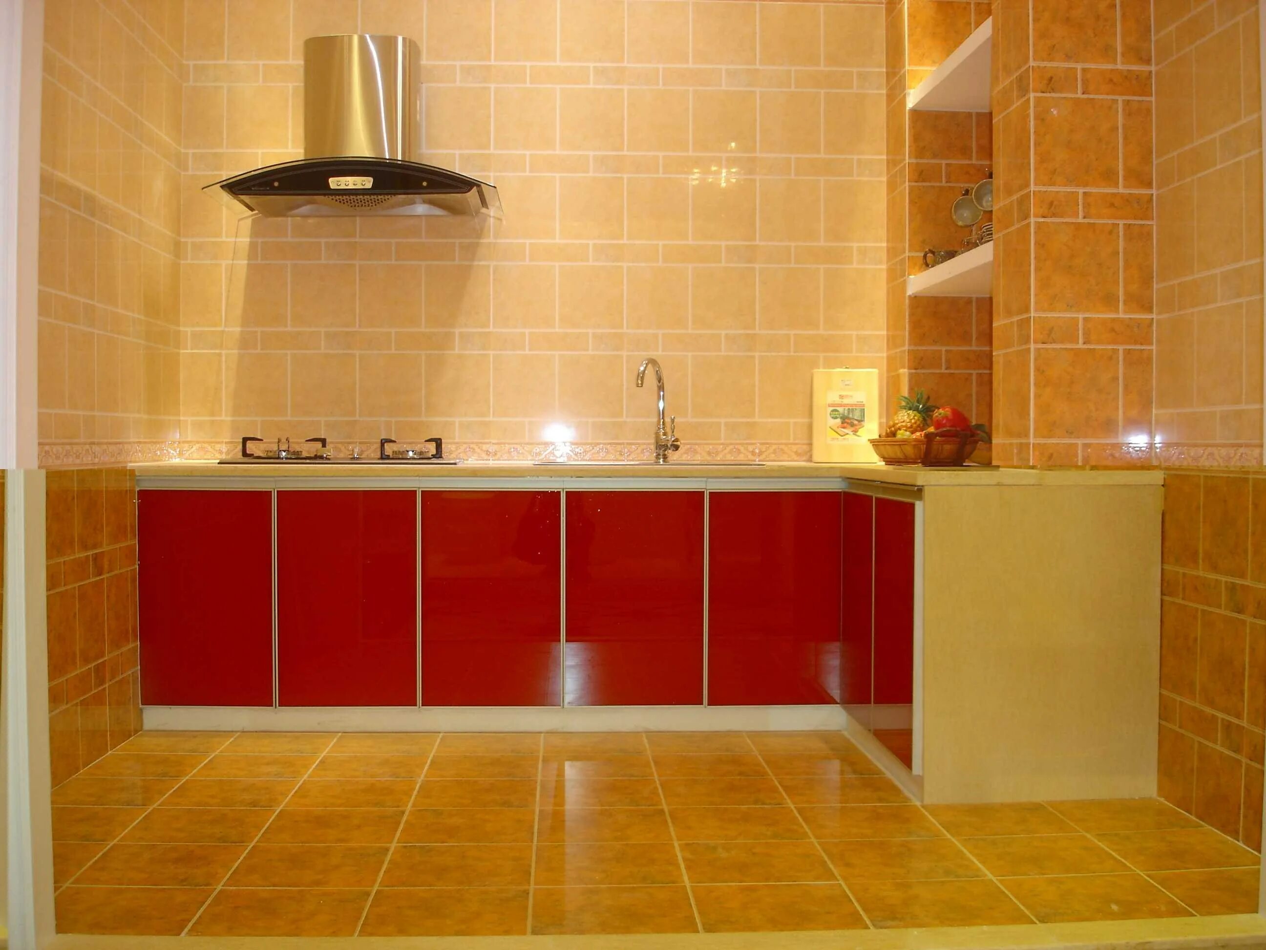 Кухня под плитку фото Дизайн кухни в кафеле от пола до потолка - Гранд Проект Декор.ру