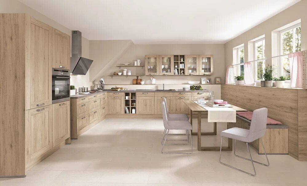 Кухня под светлое дерево интерьер Современная кухня Cottage от Nobilia из Германии - купить в Москве в салонах ТРИ