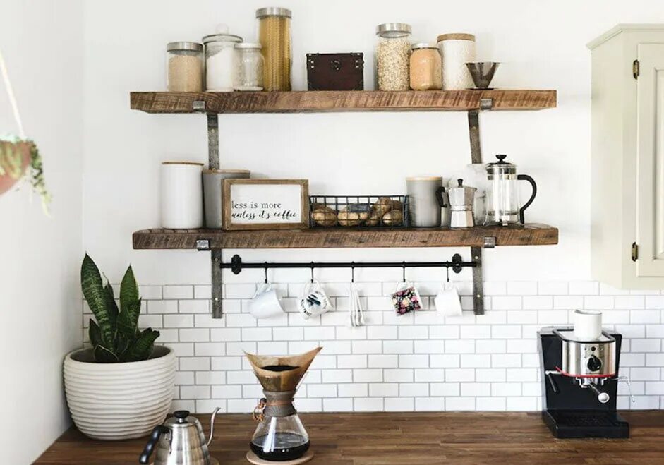 Кухня полки на стене дизайн фото Открытые полки на кухне: все за и против ТК "Ланской" Дзен
