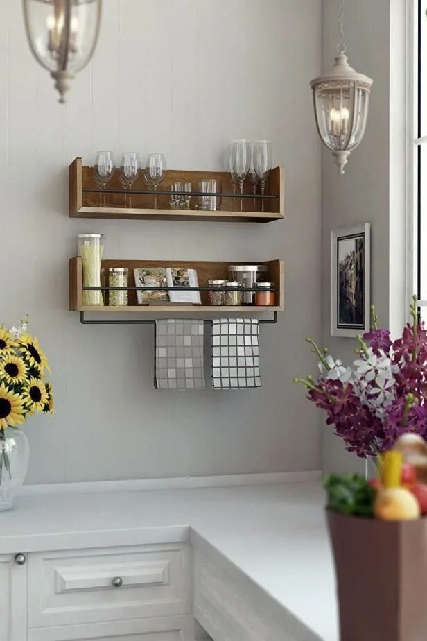 Кухня полки на стене дизайн фото 12 Galley Kitchen Organization Ideas You'll Wish You Thought of Sooner Wall shel