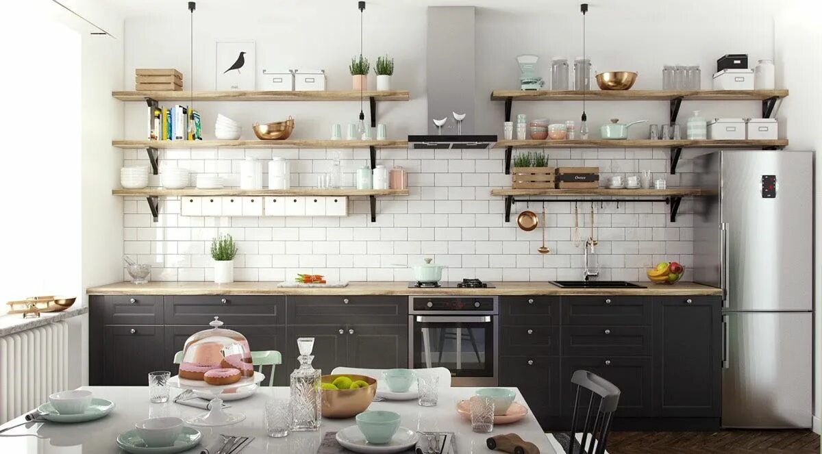 Кухня полки вместо шкафов фото Scandinavian Kitchens: Ideas & Inspiration One wall kitchen, Scandinavian kitche