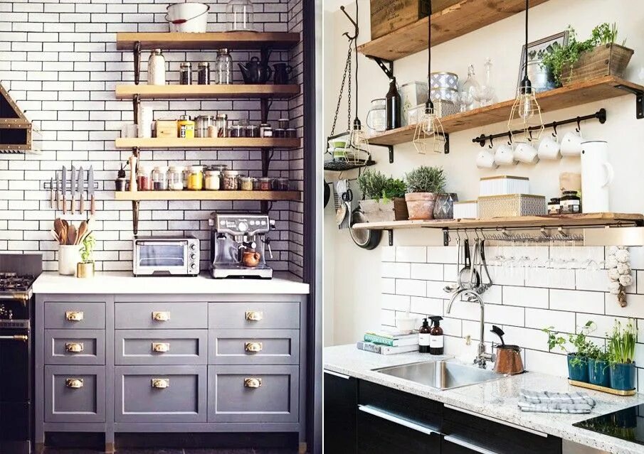 Кухня полки вместо шкафов фото Ivybush.ru Кухня с открытыми полками, Кухня, Планы кухни
