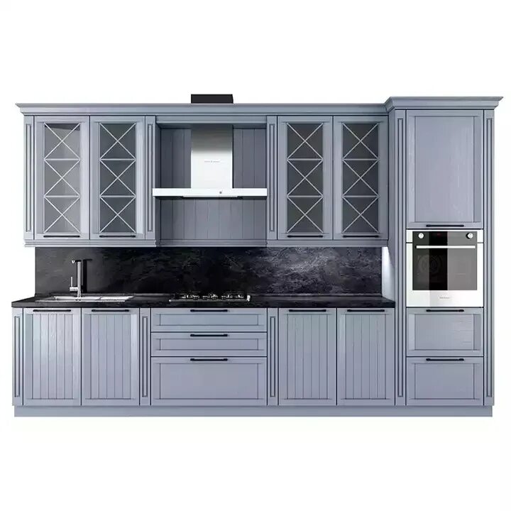 Кухня портофино в интерьере реальные фото Белая приподнятая квадратная панель из ПВХ, современный глянцевый акриловый диза