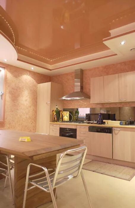 Кухня потолок бежевый фото Подвесной потолок на кухне своими руками