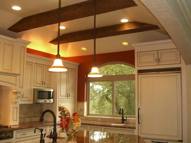 Кухня потолок дизайн фото дома Open Ceiling Kitchens Exposed beams to ceiling . Lighting is hi ... Ceiling desi