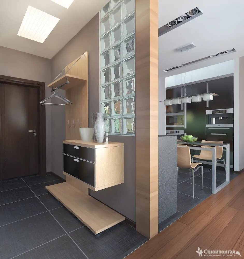 Кухня прихожая планировка в частном 3081 HD фото интерьера - Прихожая. Дизайн и ремонт Прихожая фото и цены от масте