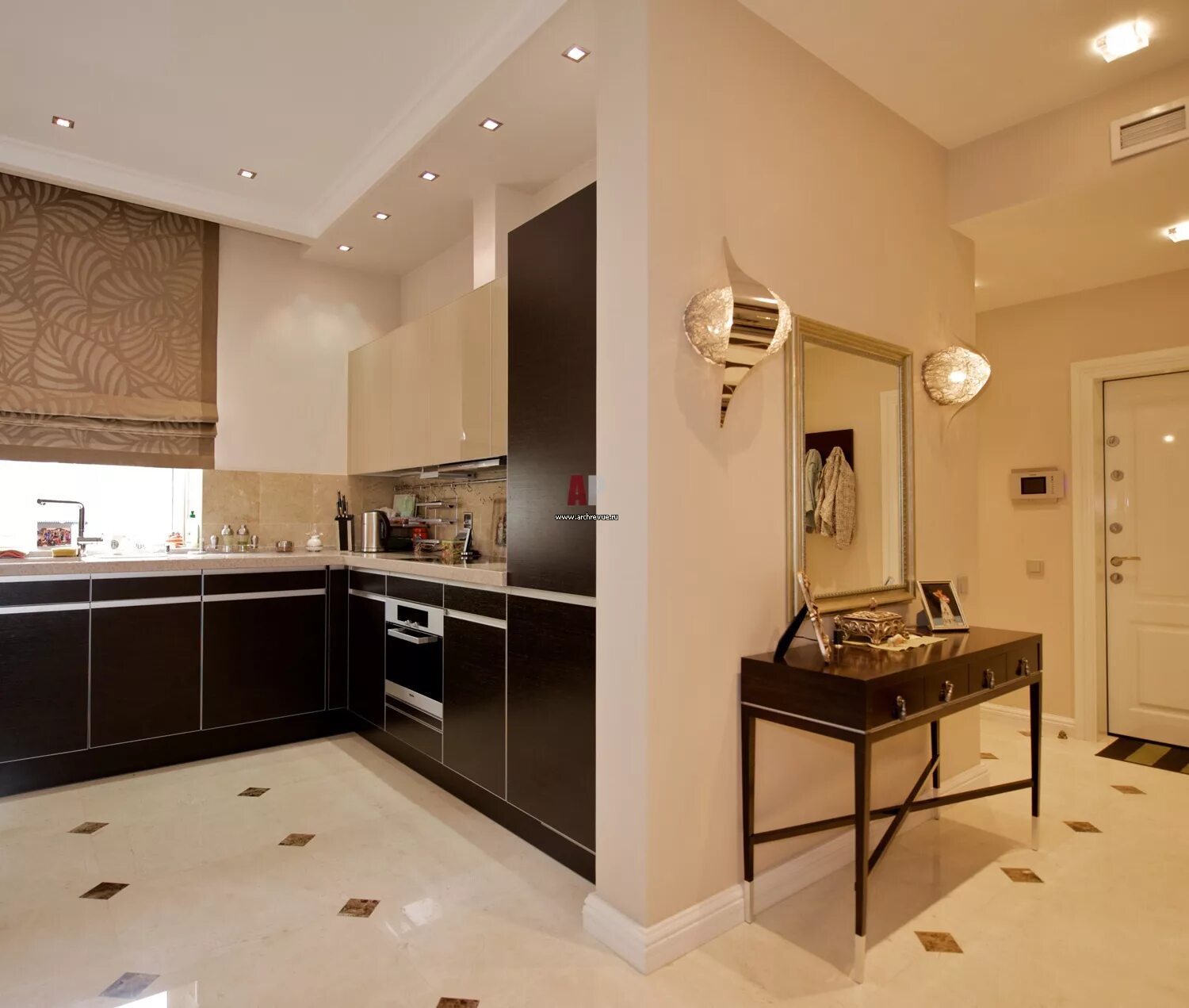 Кухня прихожая в частном доме дизайн фото Фото интерьера прихожей квартиры в стиле фьюжн