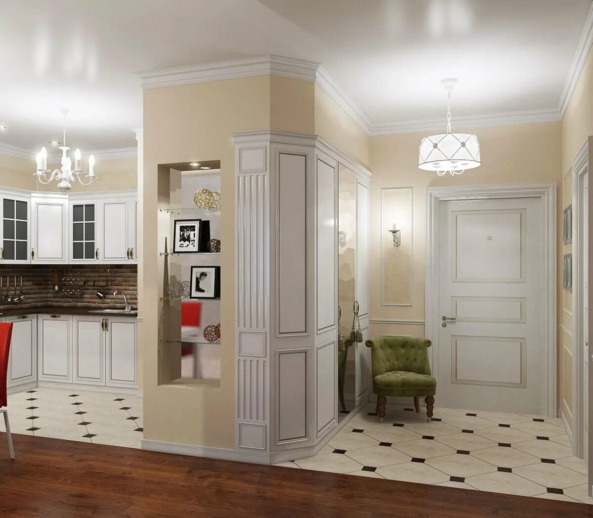 Кухня прихожая в частном доме дизайн фото Кухня и прихожая вместе - Гранд Проект Декор.ру