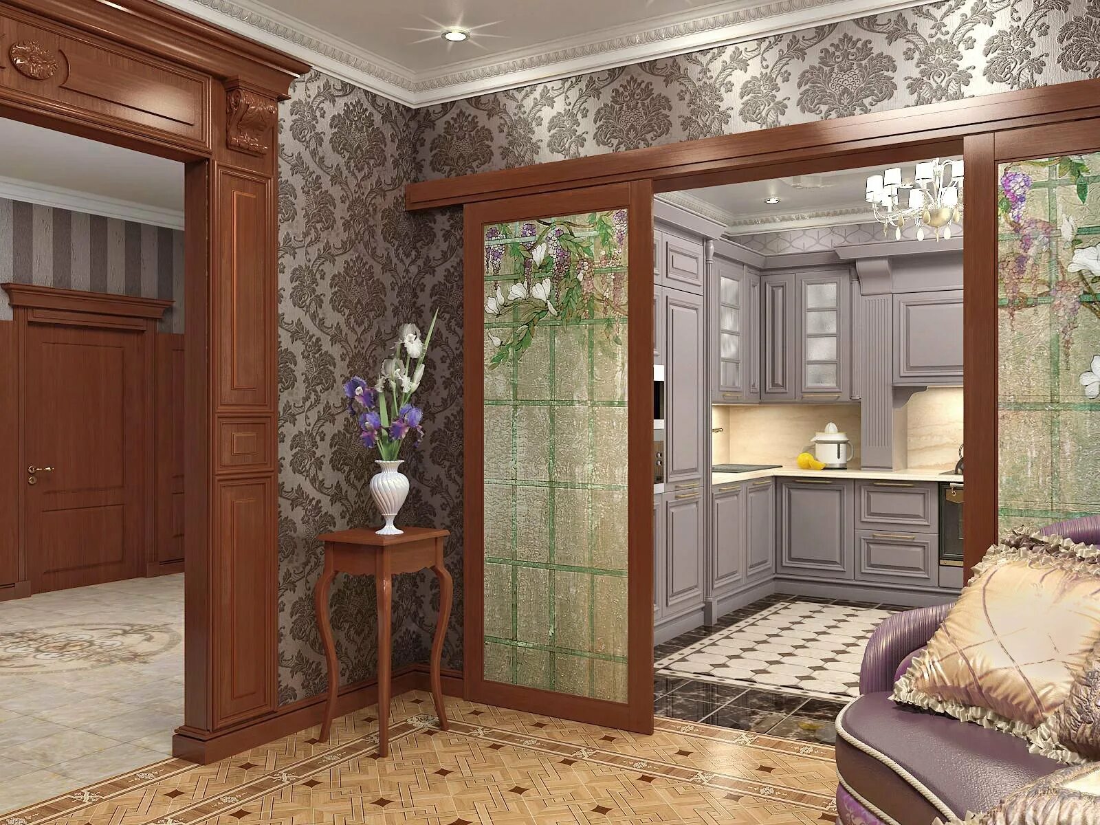 Кухня прихожая в частном доме фото Drawing room door design - 75 photo
