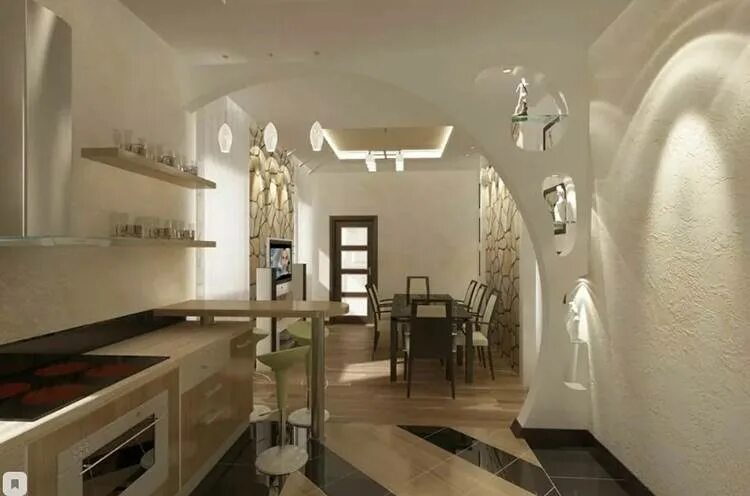 Кухня прихожая в частном доме фото Кухня совмещенная с прихожей: 50 примеров дизайна на фото