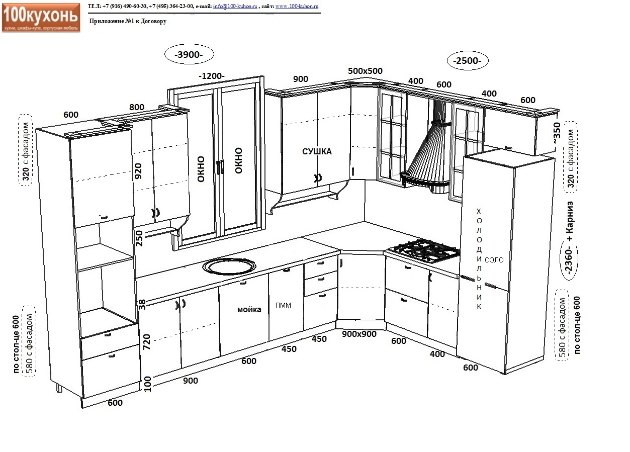 Кухня проекты с размерами фото Дизайн кухни с окном 100 Кухонь