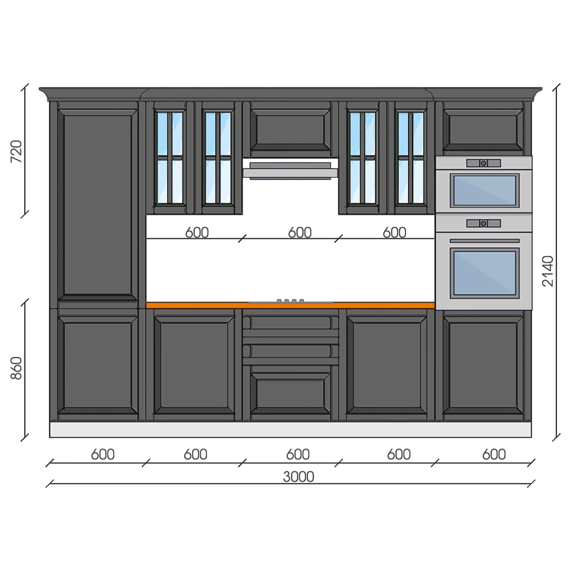 Кухня проекты с размерами фото Проект прямой кухни фото - DelaDom.ru