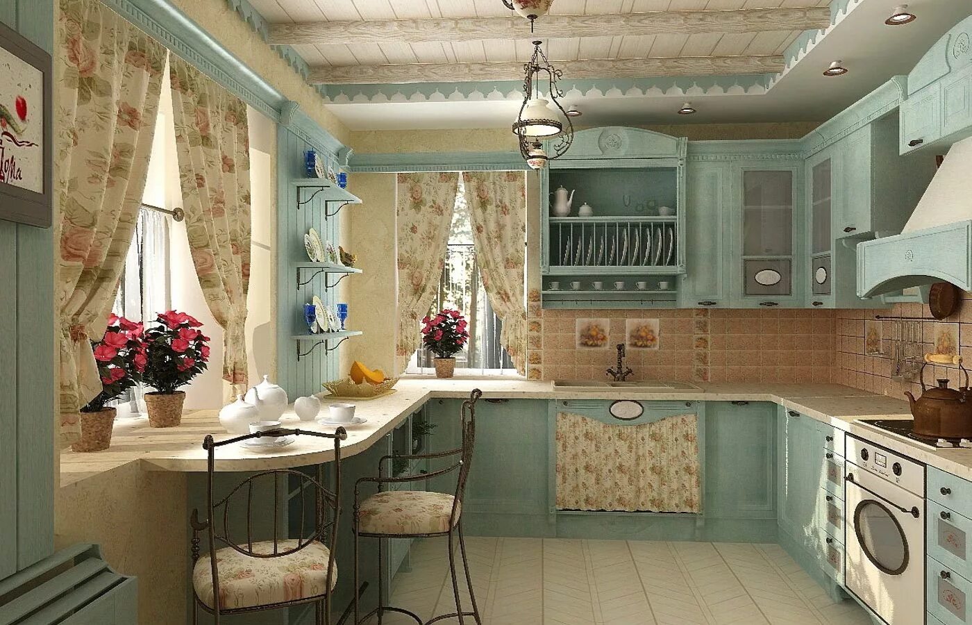 Кухня прованс дизайн интерьера Заказать кухню в стиле прованс в СПб Richhof