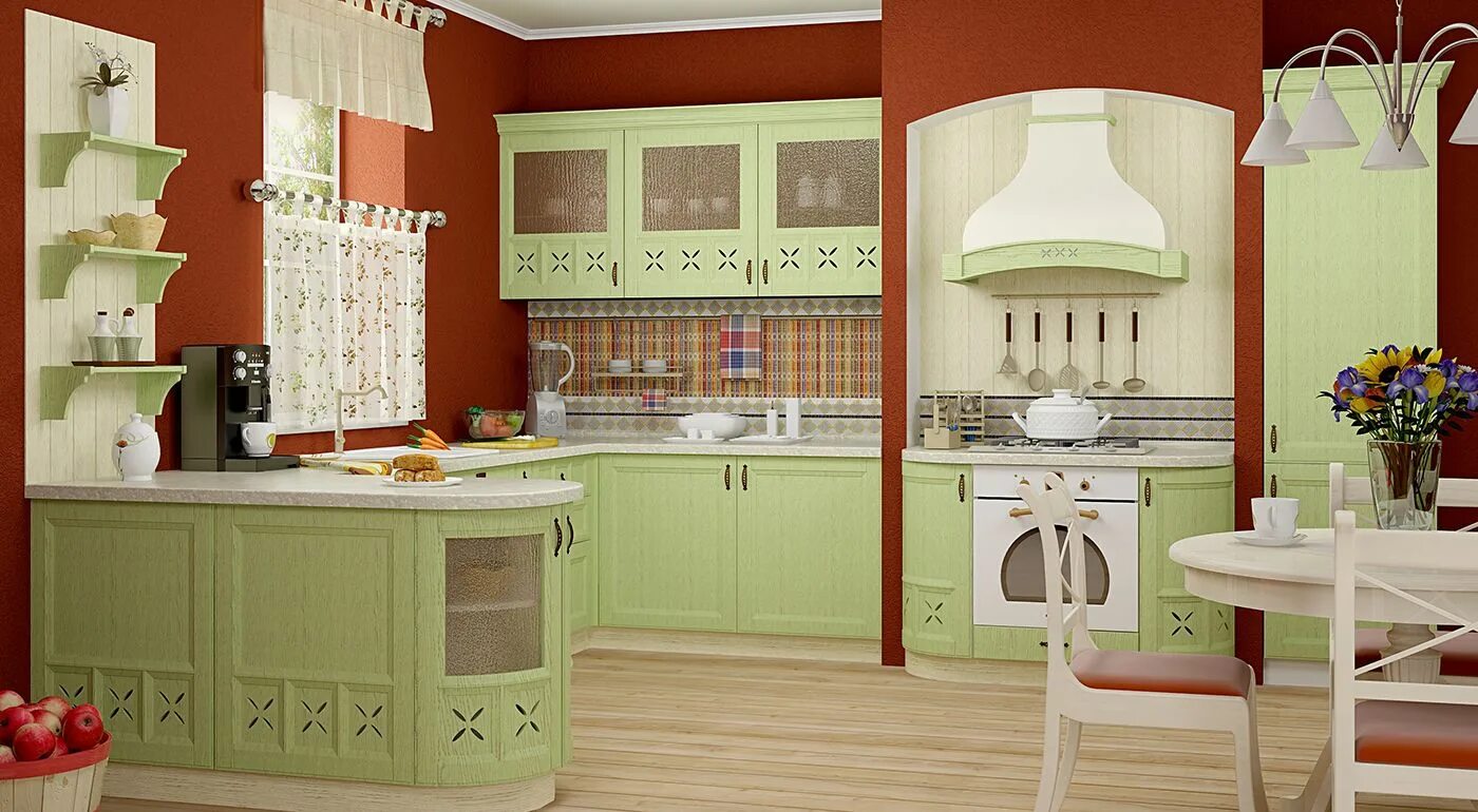 Кухня прованс фисташковая фото в интерьере Кухня ПРОВАНС ЛИКАРИОН