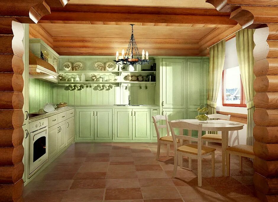 Кухня прованс в деревянном доме фото Дом недели: уютный прованс в типовом срубе - INMYROOM