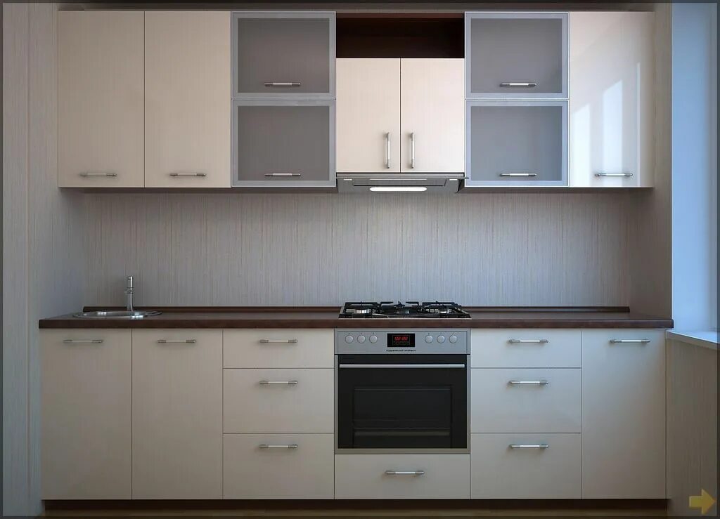 Кухня прямая 2.4 метра дизайн фото Кухня со стеклянными фасадами: достоинства и преимущества! Виды стеклянных кухон