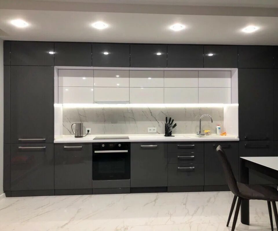 Кухня прямая 4 метра дизайн Кухня Зетта арт: 08 эмаль глянец