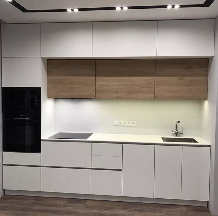 Кухня прямая 5 метров дизайн фото Кухня МДФ+пластик Fenix - the КУХНИ