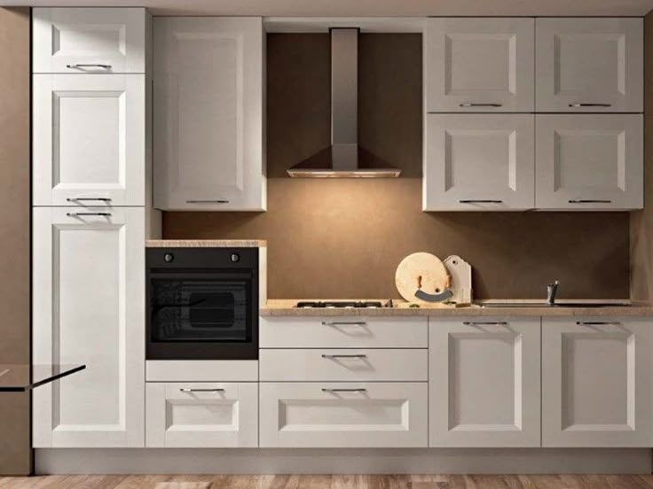 Кухня прямая 5 метров дизайн фото CUCINA ETNO MODERNA LINEARE WHITE SCONTATISSIMA nel 2020 Cucine, Cucina in legno