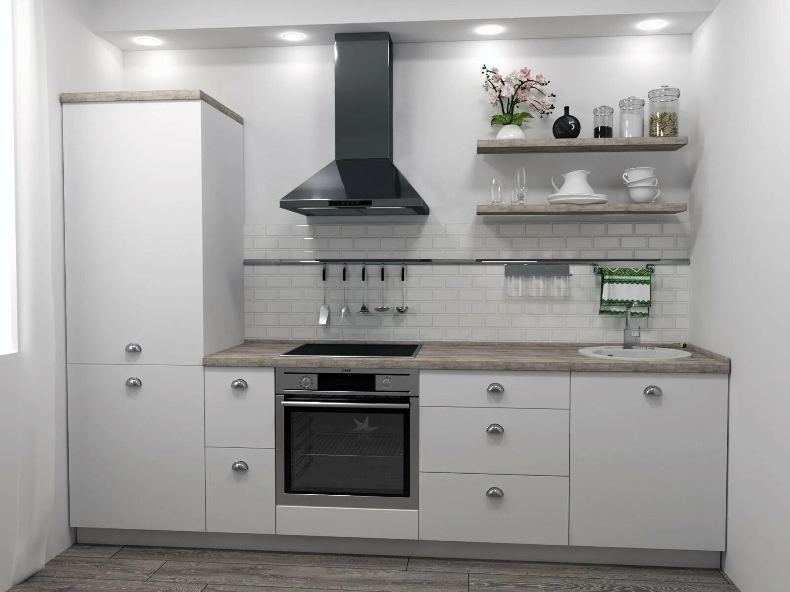 Кухня прямая без верхних шкафов фото Кухня без верхних шкафов (67 фото): угловые кухонные гарнитуры без навесных шкаф