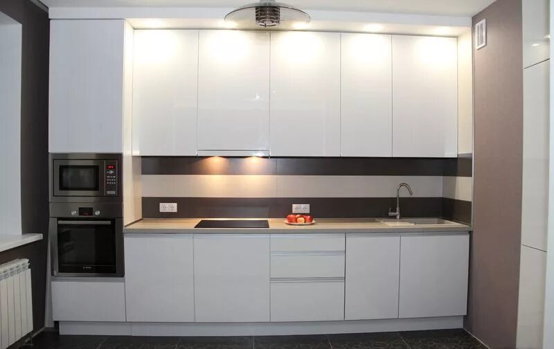 Кухня прямая дизайн фото Прямая белая кухня 10 кв.м в стиле модерн (11 фото) Kitchen design, Small kitche