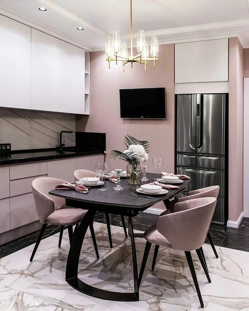 Кухня пыльная роза в интерьере фото Мессенджер Arredo interni cucina, Idee per la casa, Arredamento