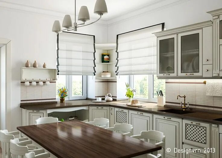 Кухня с 2 окнами дизайн Interior Kitchen panosundaki Pin