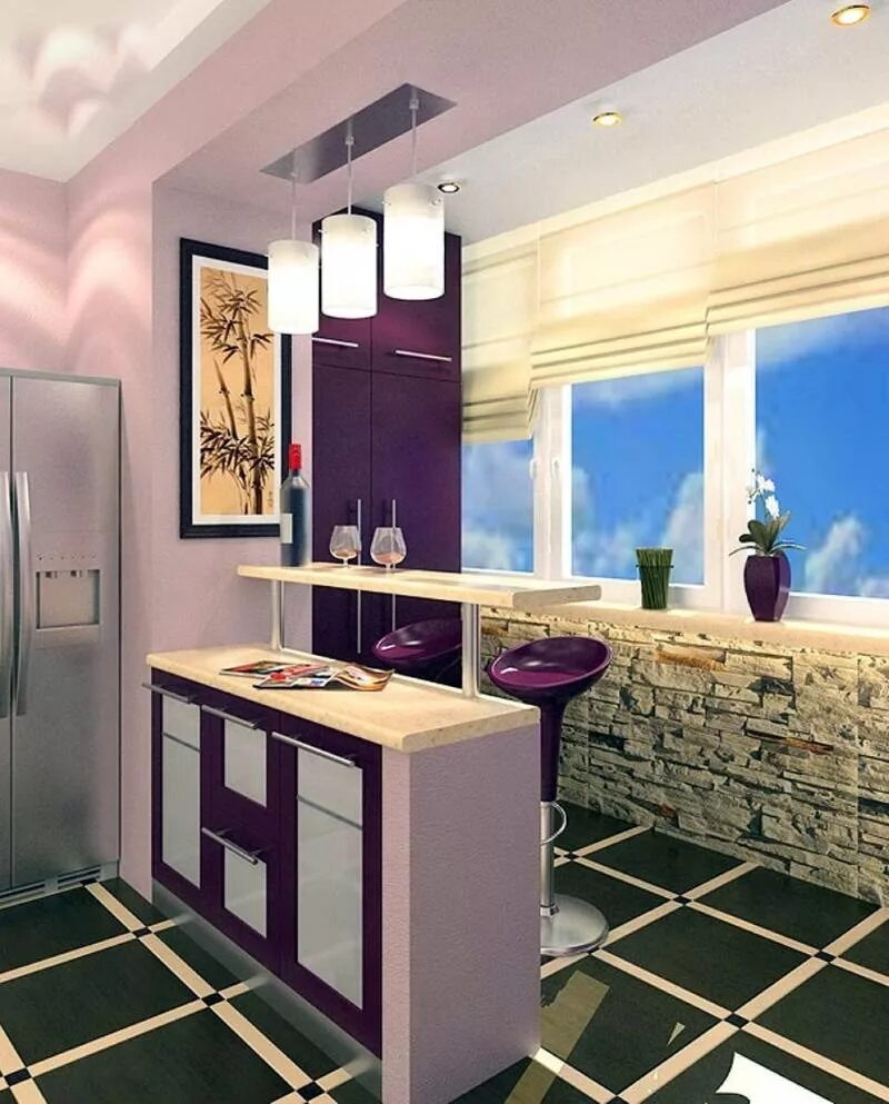 Кухня с балкон 2024 дизайн интерьера маленькая Балкон в Строгино - заказать остекление и отделку со скидкой 60%! - РемБалкон