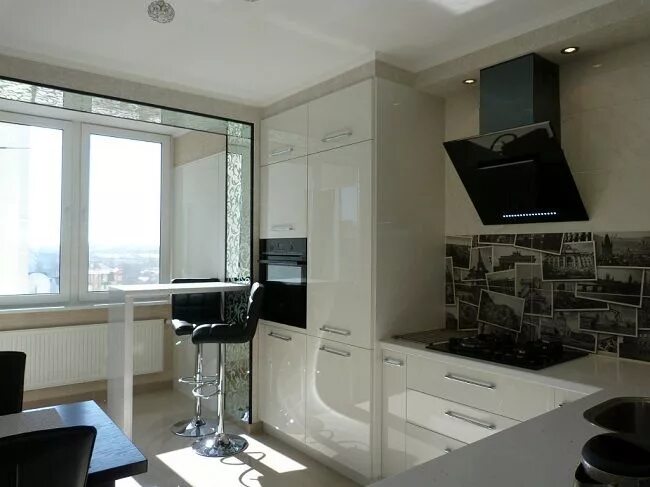 Кухня с балконом дизайн интерьер фото Дизайн кухни совмещенной с балконом от 8 до 12 кв. м. Дом, Интерьер, Дизайн кухн