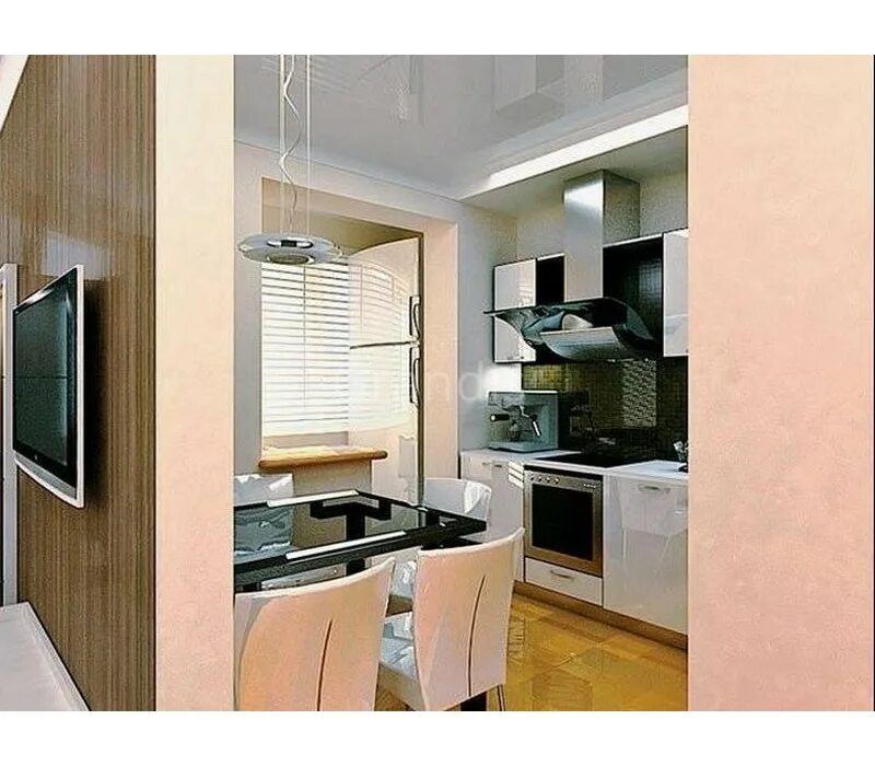 Кухня с балконом в хрущевке фото Кухня с обеденной зоной 8,2кв метра купить на заказ от фабрики Grandis