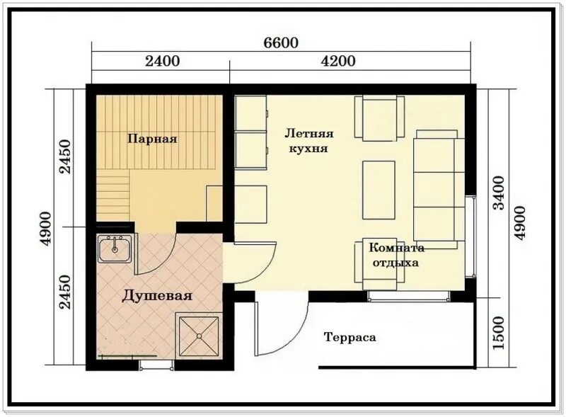 Кухня с баней проекты фото Проект "Проект БН-3188" площадь - 28.74 кв.м., из материала профилированный брус