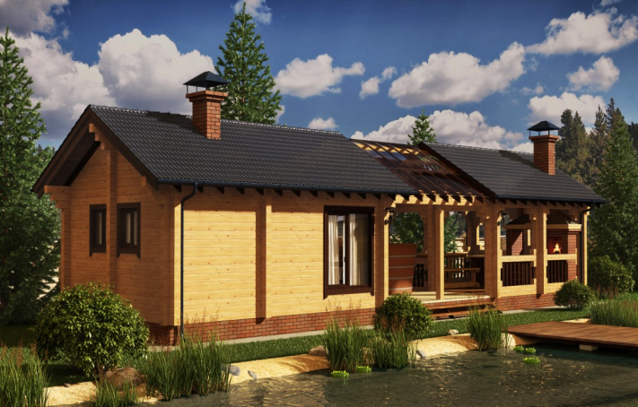 Кухня с баней проекты фото Баня из проф бруса "Венеция" 4,5 х 16,5 м. - Компания "Велес"