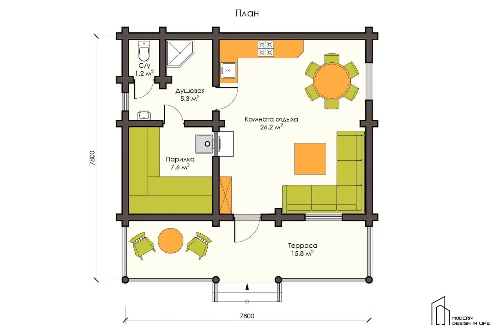 Кухня с баней проекты фото Баня М-56