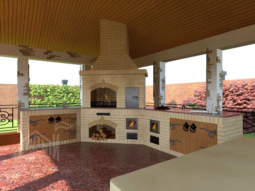 Кухня с барбекю мангалом фото проекты Печной комплекс для беседки фото - DelaDom.ru