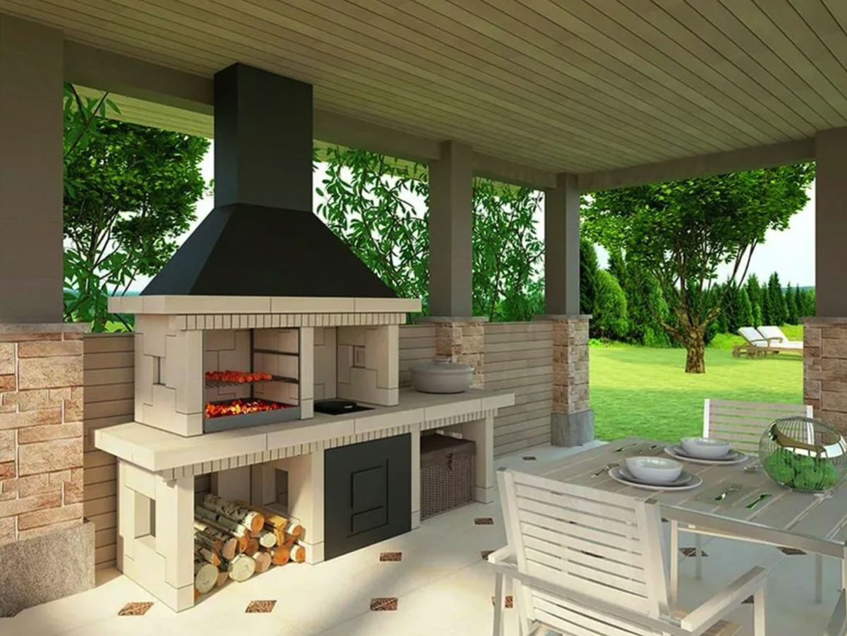 Кухня с барбекю мангалом фото проекты Мангальные зоны в казани