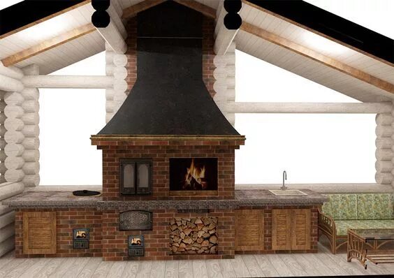 Кухня с барбекю мангалом фото проекты Интерьер, Другое, баня,барбекю,дом,: Дом, Дизайн дома, Загородный дом