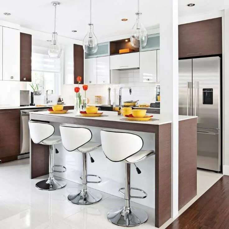 Кухня с барным столом дизайн фото Épinglé sur Cuisine
