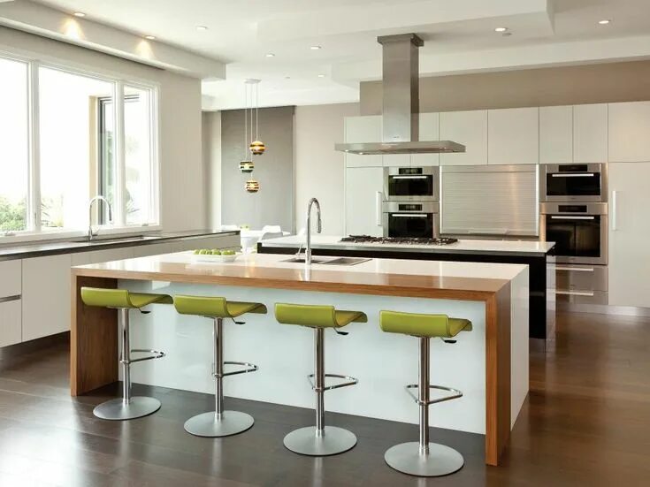 Кухня с барным столом дизайн фото Kitchens Kitchen remodel, Contemporary kitchen, Modern kitchen