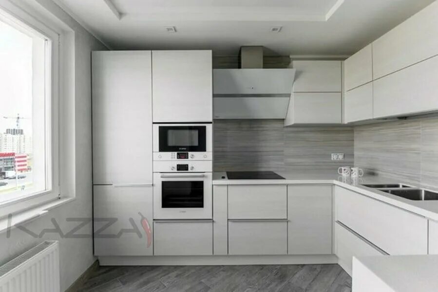 Кухня с белой техникой дизайн фото Panorama: Kazza, kitchen furniture, Russia, Krasnoyarsk, ulitsa Shakhtyorov, 66 