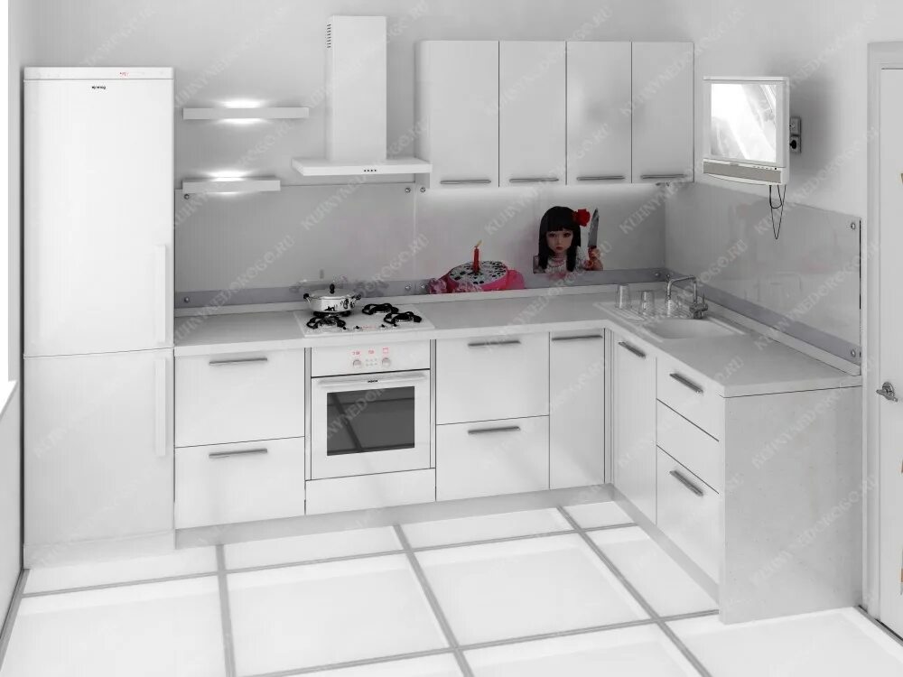 Кухня с белой техникой в интерьере Кухни Недорого - готовые кухни фото Ступино