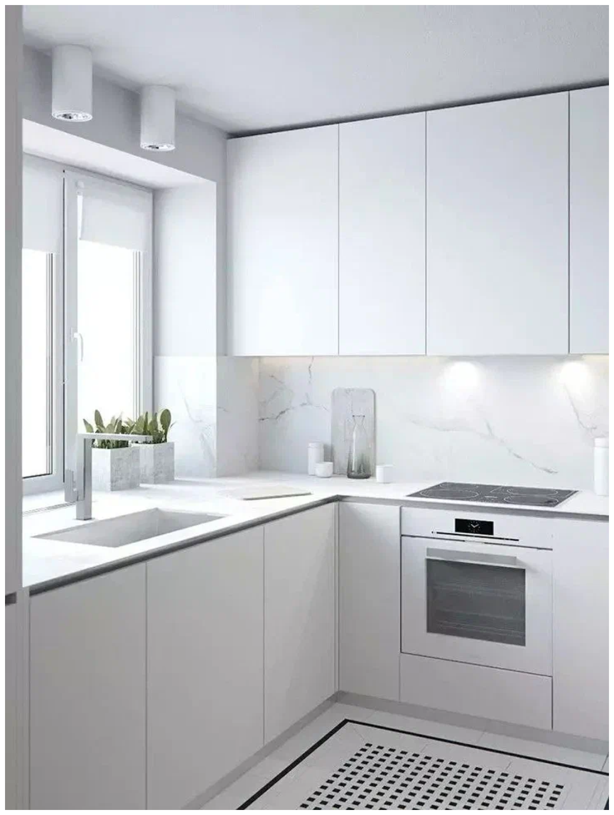 Кухня с белой техникой в интерьере Самоклеящаяся матовая пленка, белый винил для авто и мебели 152 х 30 см - купить