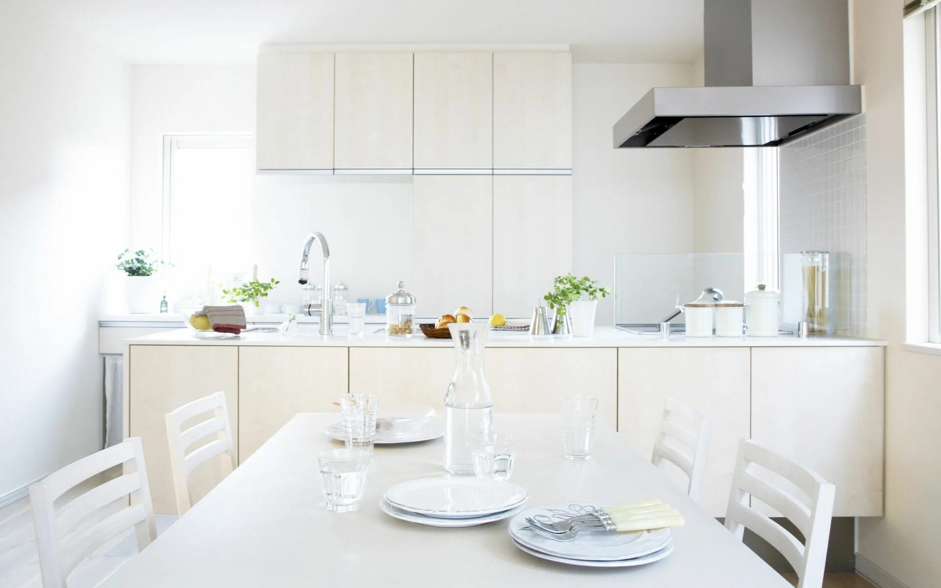 Кухня с белыми обоями фото дизайн Kitchen ♡ White kitchen design, Kitchen design color, White kitchen wallpaper