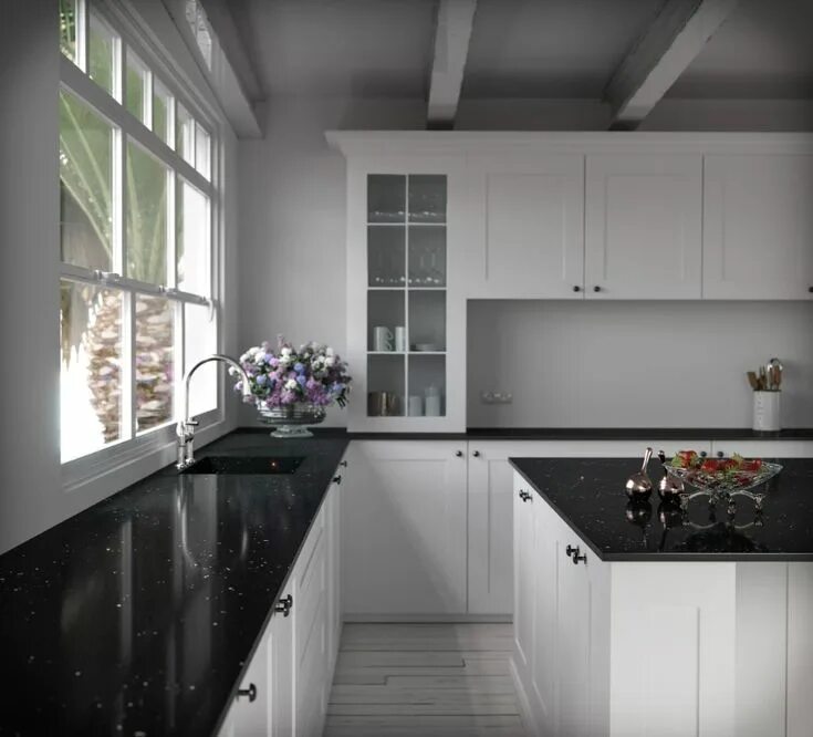 Кухня с черной столешницей фото Black and white kitchens - Cosentino Classic white kitchen, White kitchen decor,