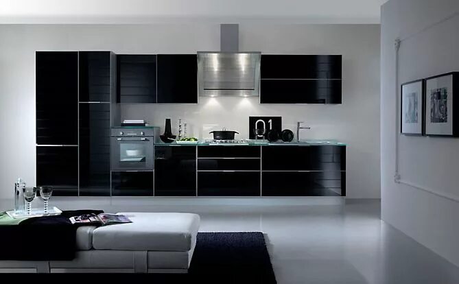 Кухня с черным гарнитуром фото Кухня Latini FUTURA - купить в Москве мебель для кухни по выгодным ценам - Дизай
