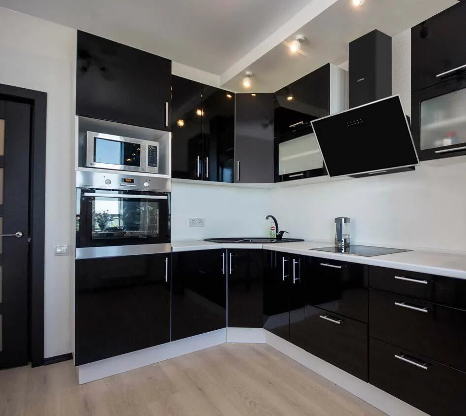 Кухня с черным гарнитуром фото Вытяжка Germes Ascona SD 60 Black, купить в Москве, цены в интернет-магазинах на