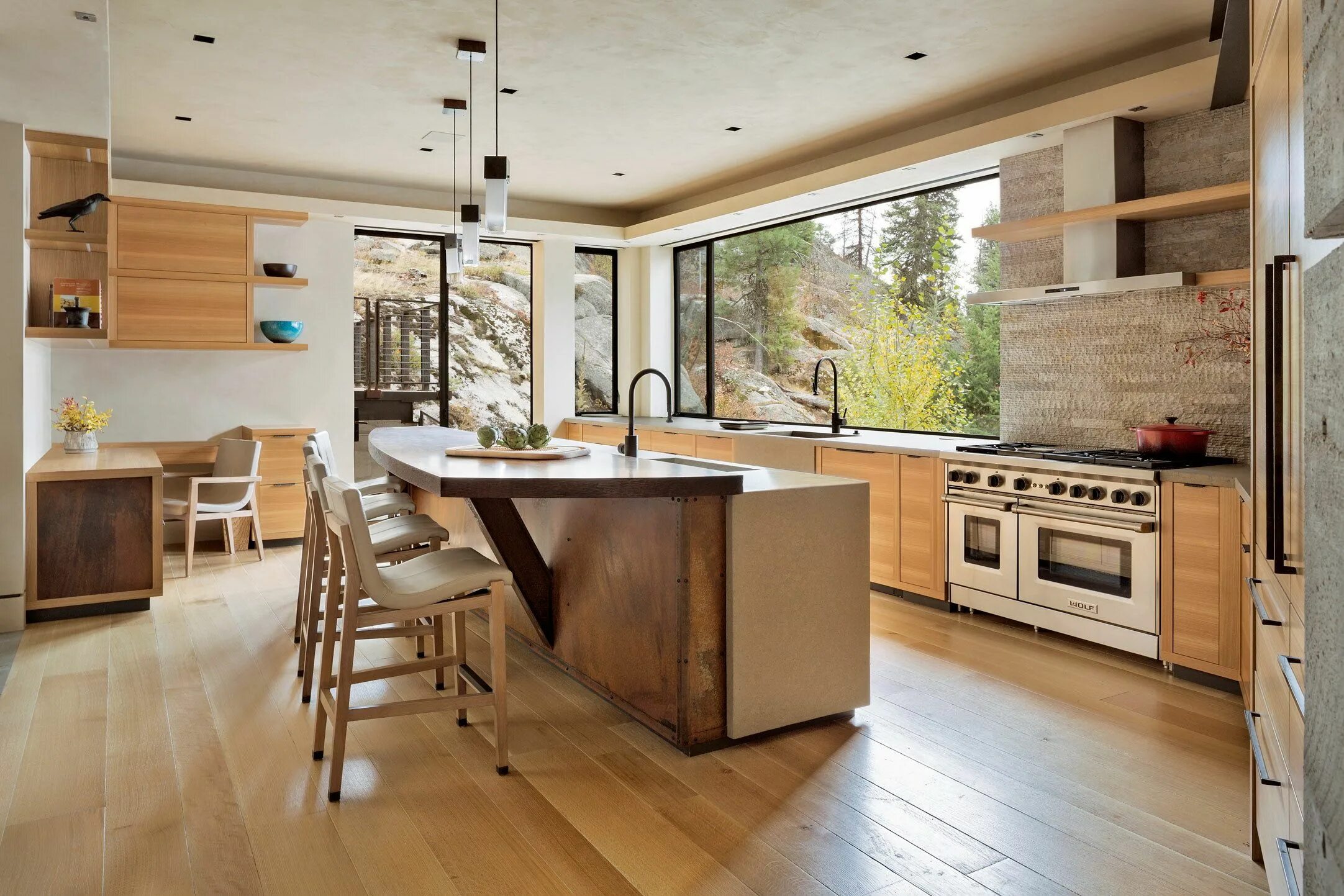 Кухня с деревом в интерьере Modern Cliff House by McCall Design and Planning Wowow Home Magazine Rustic kitc