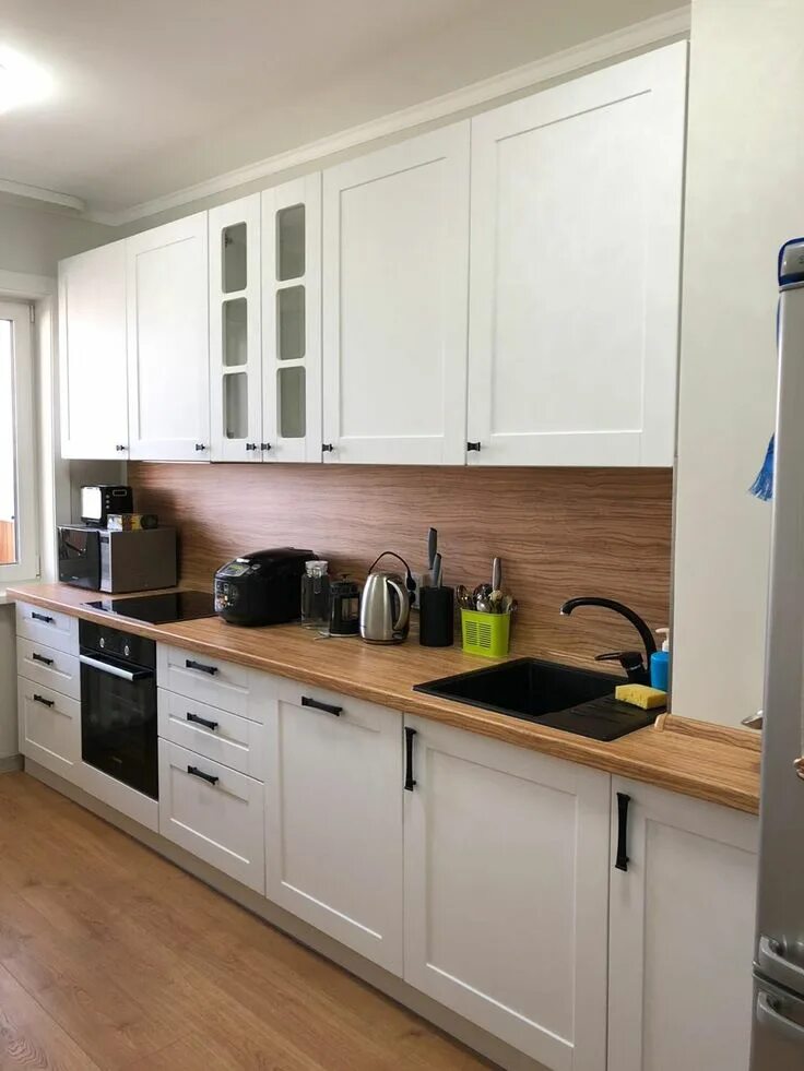 Кухня с деревянной столешницей фото Кухня - сердце ❤ ️дома! #уланудэ #бурятия ⠀ Белая кухня с деревянной столешницей 