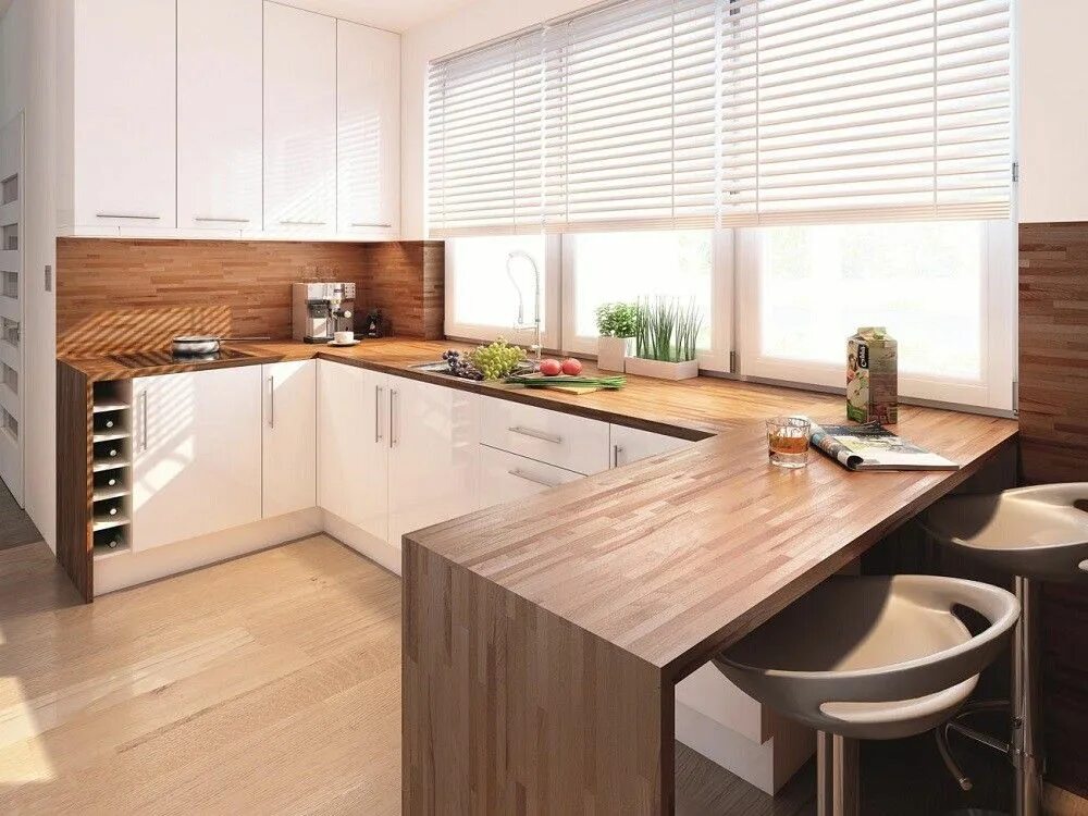 Кухня с деревянной столешницей в интерьере IH - Internity Home Przyjdź, Zobacz, Dotknij, Zachwyć się Kitchen remodel small,